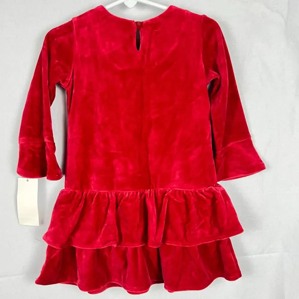 Ralph Lauren Vintage Girls Red Velvet Tiered Dress 2T NWT Holiday Christmas
